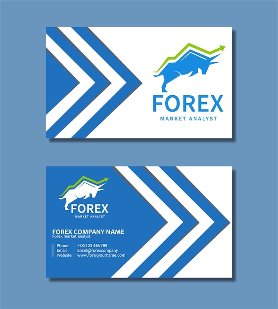 Forex visitekaartje. Visitekaartje ontwerp voor forex broker of website-eigenaar. forex stier-logo.