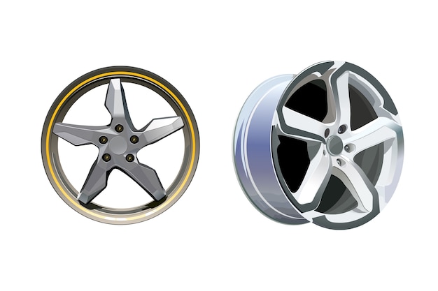 Vector forged car rims on white background