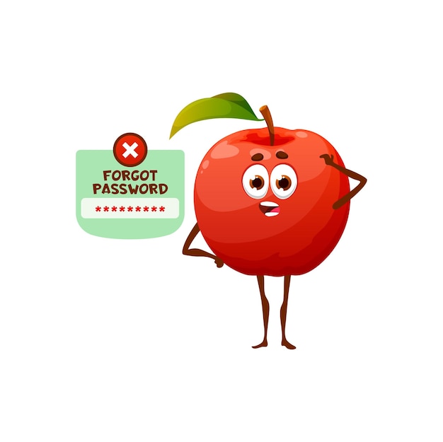 Forgot password cartoon apple character login