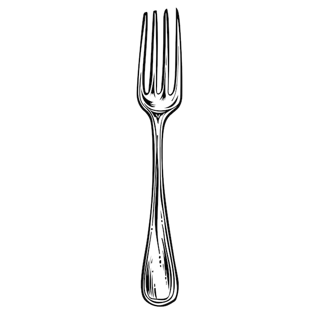 Vector fork coloring book for kids black and white vector illustration