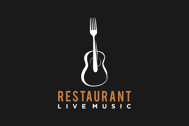 Forchetta chitarra concerto di musica dal vivo per bar caffetteria ristorante pub discoteca logo