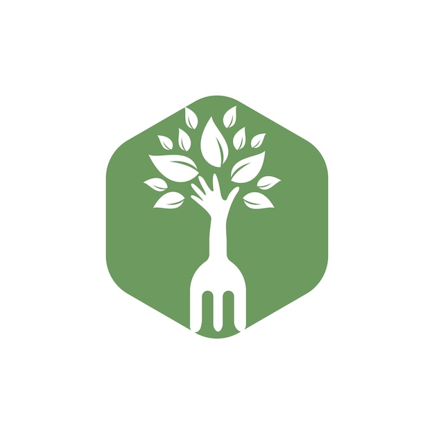 Fork hand tree vector logo design