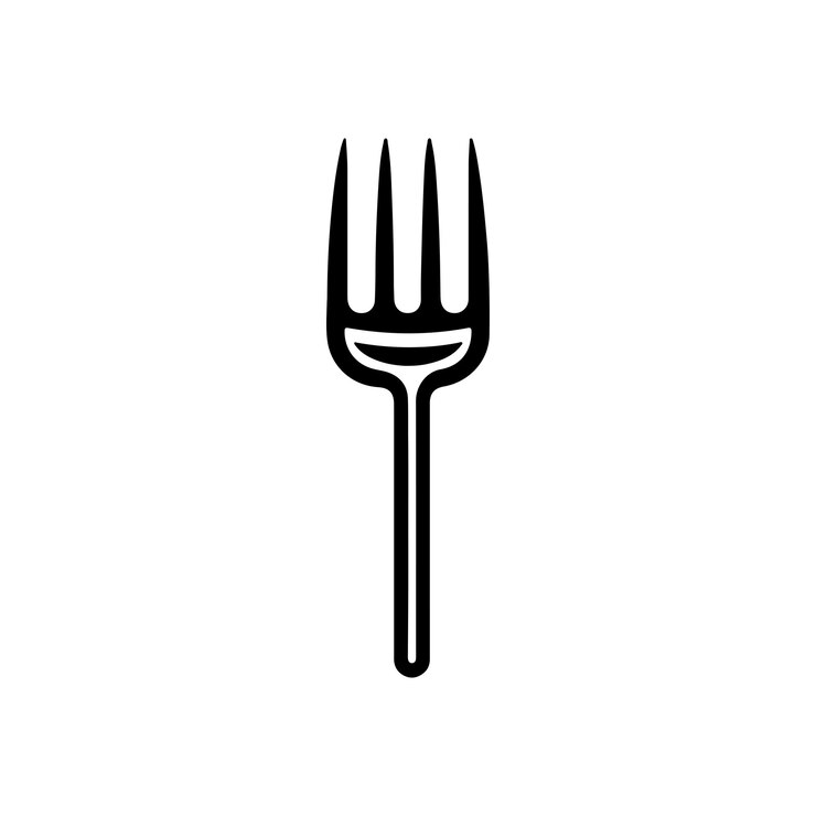 Vector フォークアイコン 黒いフォークアイコンは白い背景でベクトルイラスト