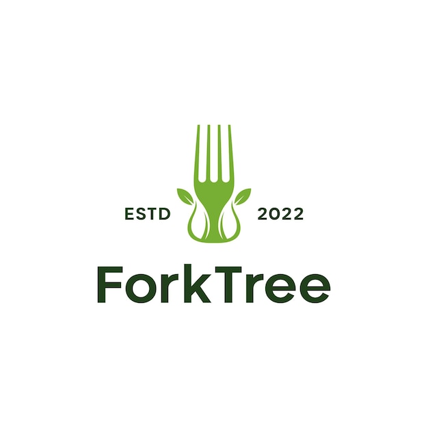 Vector fork nature leaf food restaurant retro vintage logo design