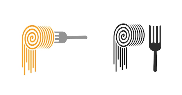 레스토랑 그래픽 모양과 중국 요리를 위한 포크 파스타 스파게티 국수 격리 로고