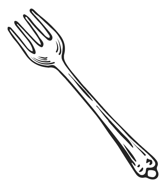 Fork sketch. metal elegant cutlery in hand drawn style