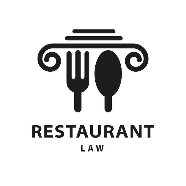 フォーク スプーンと柱レストラン デザイン インスピレーションの正義法律事務所のシンボル
