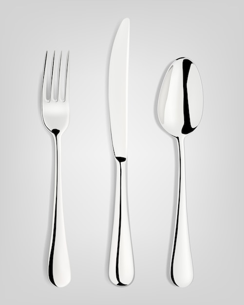 Fork, spoon and knife.