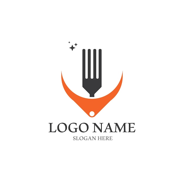 Логотип вилки и ложки и векторный шаблон