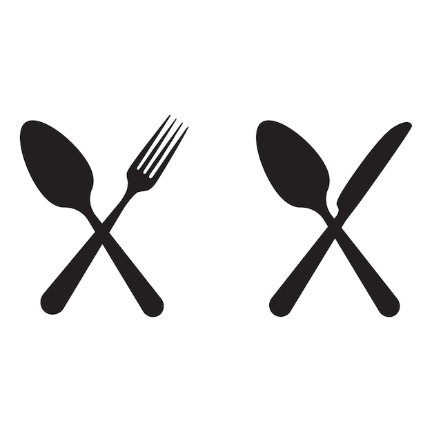 fork spoon sknife logo crossed vector