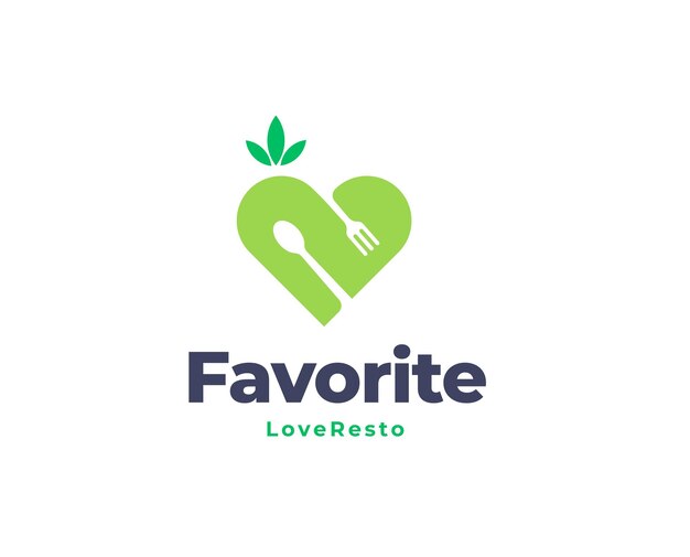 Vector fork and spoon with love shape logo icon design for restaurant logo template