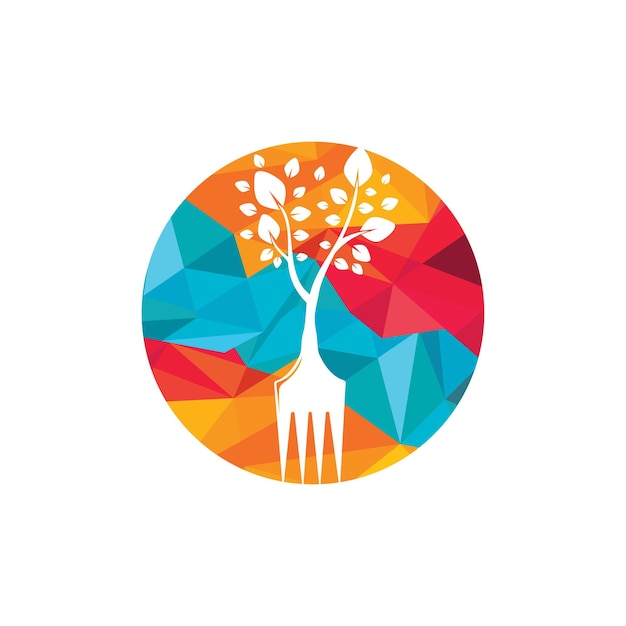 Fork tree vector logo design