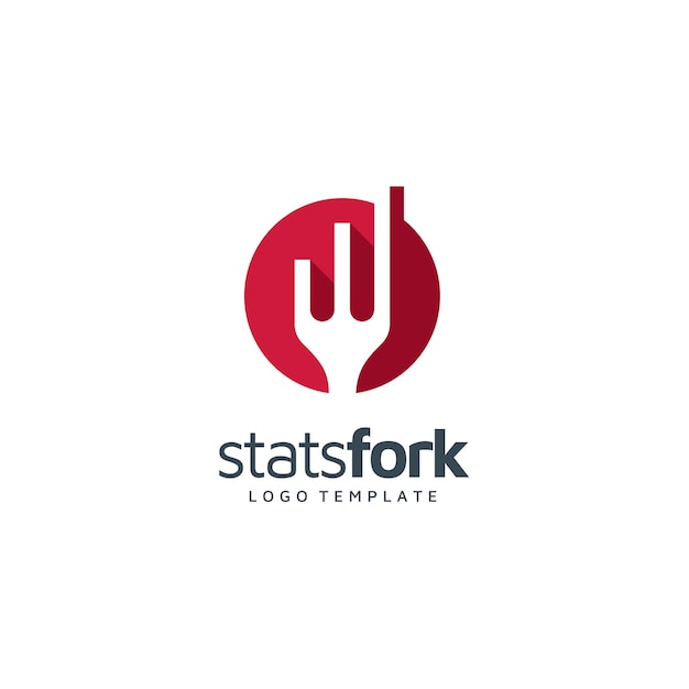 Fork with Statistic Chart Bar Diagram Logo design for Food Restaurant Marketing Business logo design