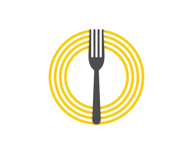 Vector fork in the yellow circle striped