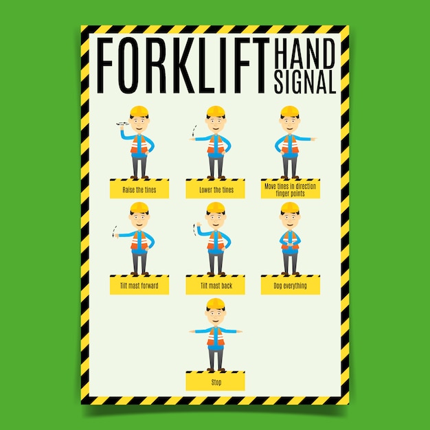 Vector forklift hand signal poster