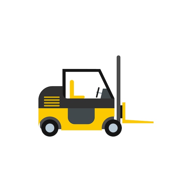 Forklift icon in flat style isolated on white background Cargo transport symbol