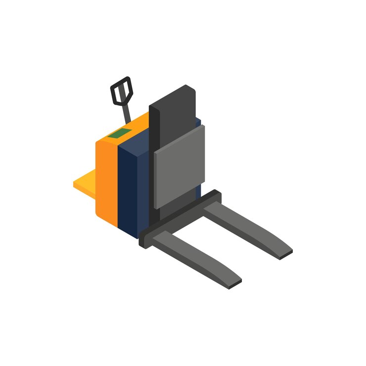 Vector forklift loader icon in isometric 3d style on a white background