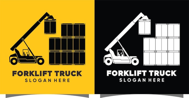 Forklift logo with creative modern style premium vector