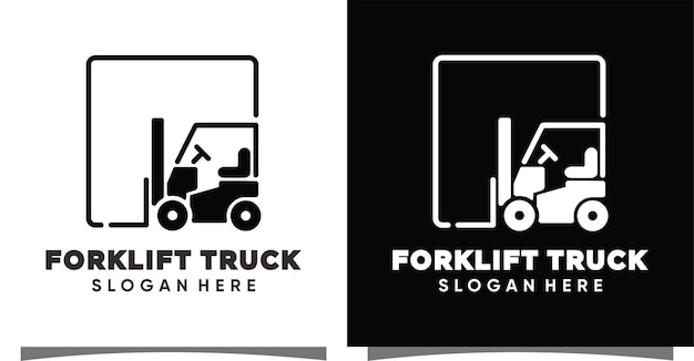 Forklift logo with creative modern syle Premium Vector