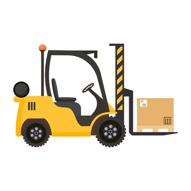 Vector forklift powered industrial truck graphic icon symbol