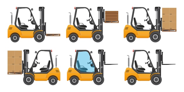 Vector forklift truck. illustration isolated on white