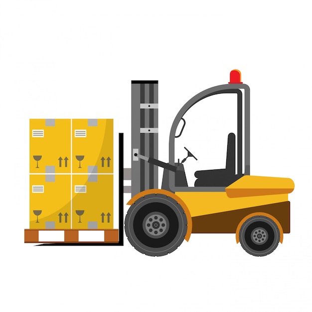 Forklift truck with boxes 