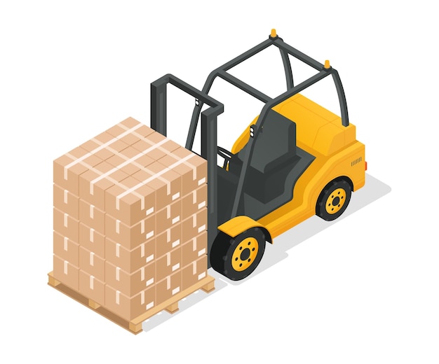 Vector forklift truck with cargo