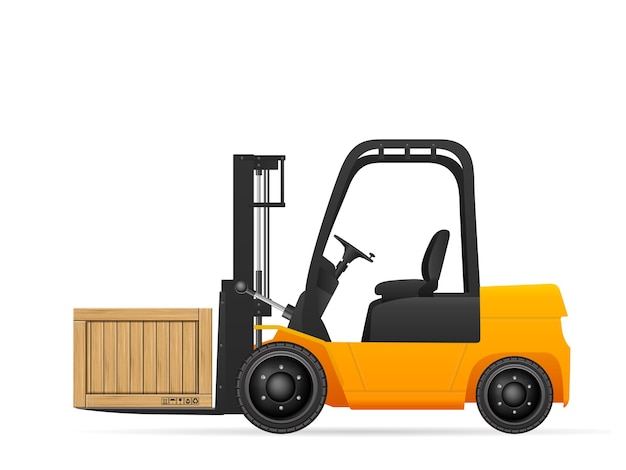 Forklift with wooden box