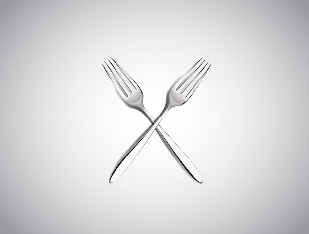 Forks crossed, isolated on white background