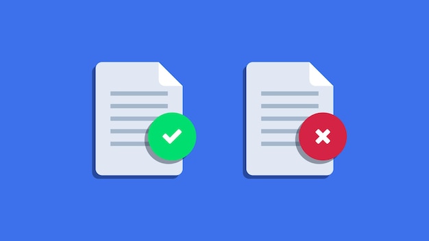 form pages with green check and red cross mark