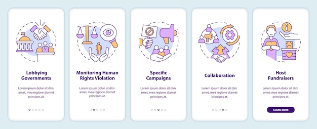 Forms of advocacy onboarding mobile app screen