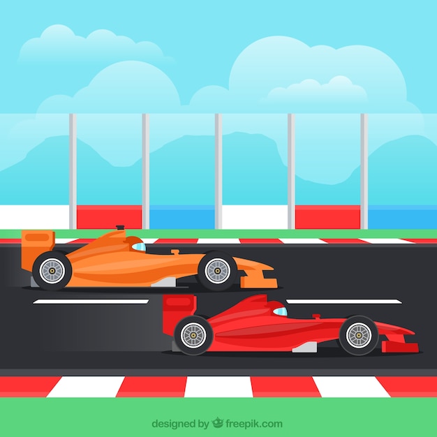 Vector formula 1 background with two cars