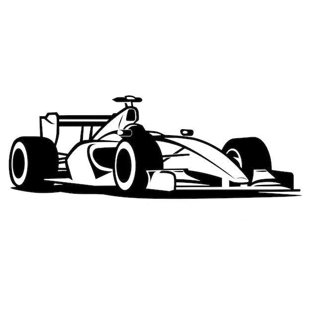 Vector formula racing car vector illustration in black and white