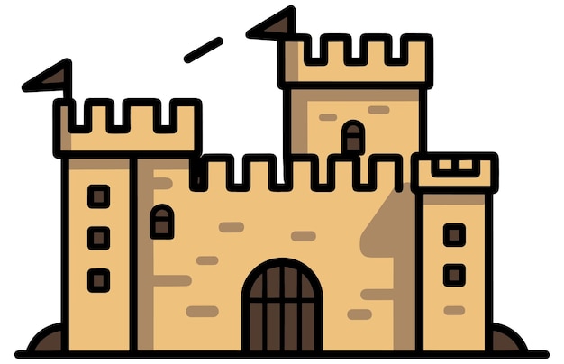 Fort Flat Vector Illustratie stijlvolle historische bezienswaardigheden showplace attractie vector illustratie