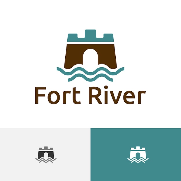 Fort River Waterstroom Eenvoudig Modern Logo