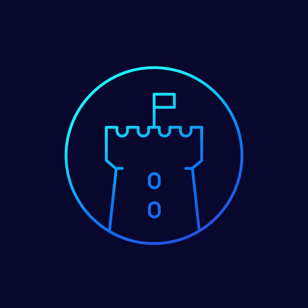 Vector fortress fort line icon on dark