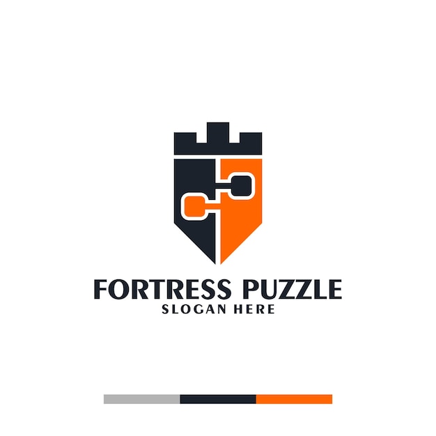 Vettore design del logo puzzle della fortezza