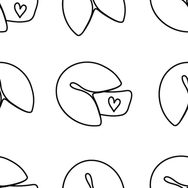 Fortuinkoekje doodle patroon. Voor valentijnskaarten, posters, inpakken en design.