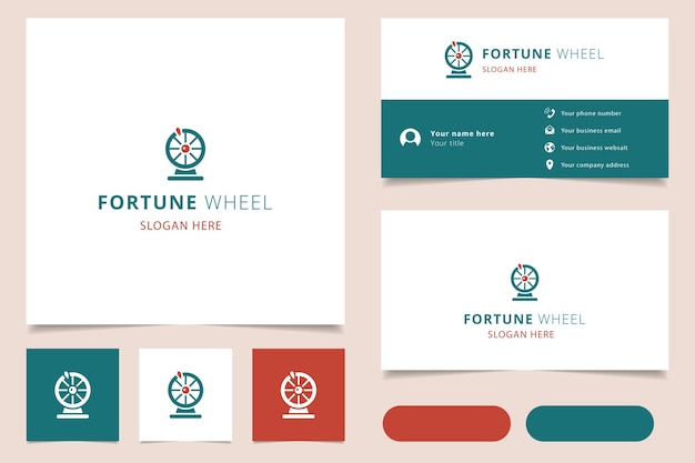 Fortuinwiel logo-ontwerp met bewerkbaar slogan-brandingboek