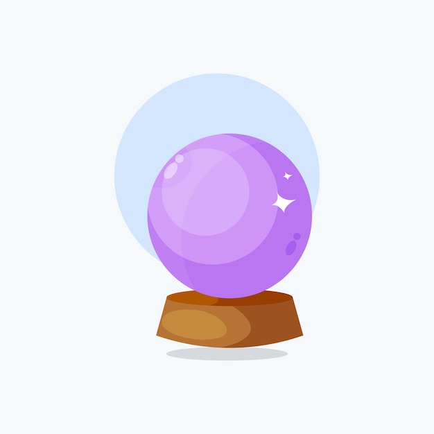 Fortune crystal ball icon cartoon illustration