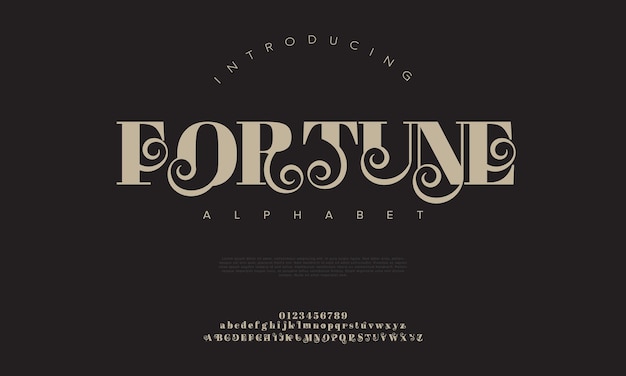 Fortune premium luxe elegante alfabetletters en cijfers Elegante bruiloft typografie klassieke serif