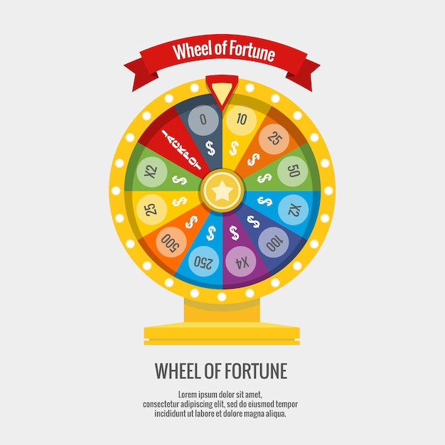 Fortune spinning wheel in flat style.