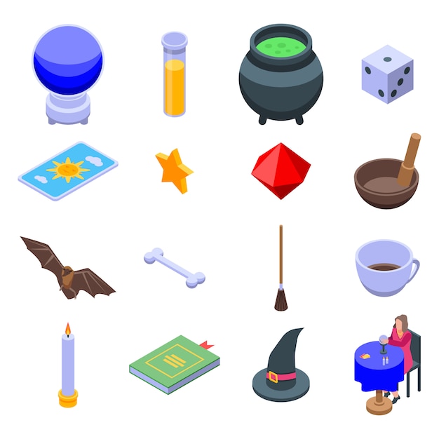 Fortune teller icons set