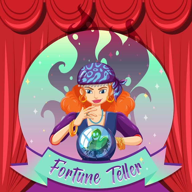 Vector fortune teller with crystal ball