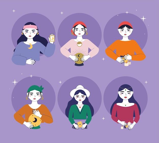 Vector fortune teller women