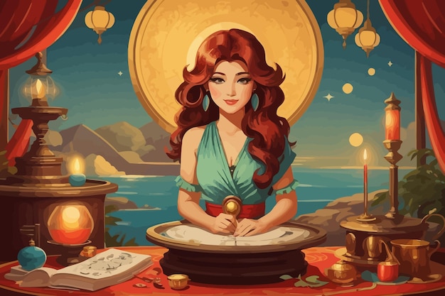 Vector fortune telling vintage cartoon