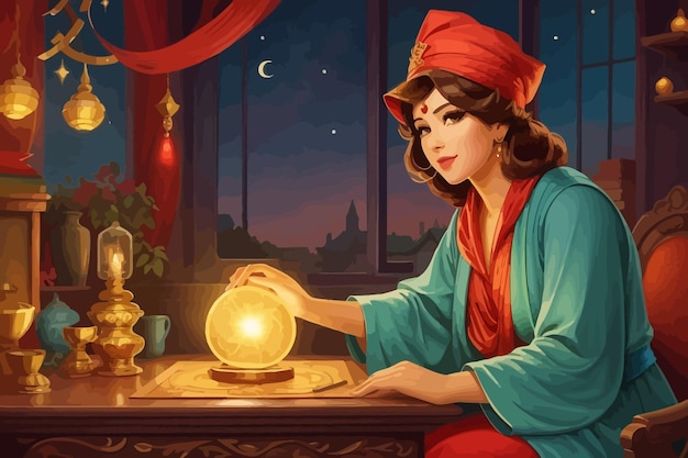 Vector fortune telling vintage cartoon