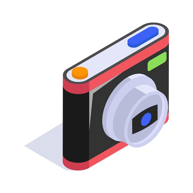 Foto-camera met lens en knop met concept-icoon van fotografie in trendy isometrische stijl