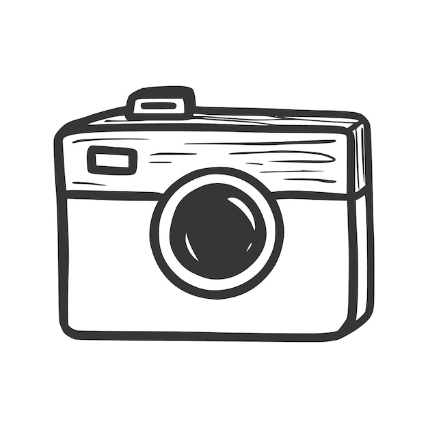 Foto camera vectorillustratie. Hand getrokken schets doodle Krabbel stijl. Foto camera schets pictogram.