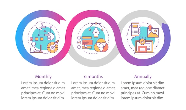 Foto-editor abonnement vector infographic sjabloon Zakelijke presentatie ontwerpelementen Gegevensvisualisatie drie stappen optie Maandelijks tarief Proces tijdlijn grafiek Workflow lay-out pictogrammen